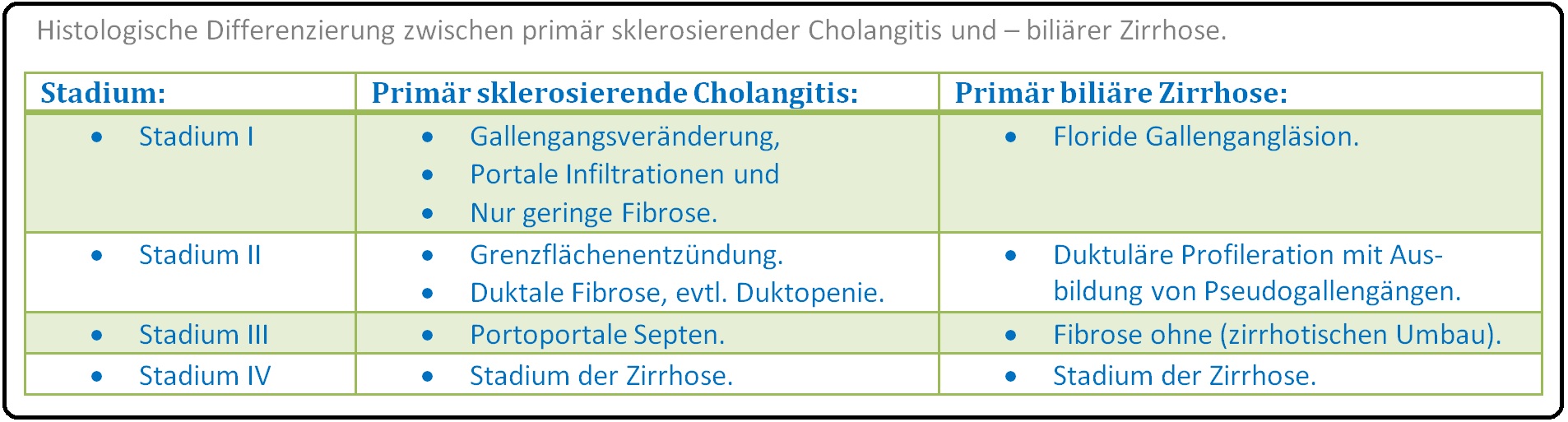 541 Histologische Differenzierung zwischen primär sklerosierender Cholangitis und