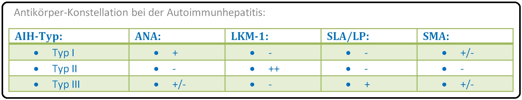 658 Antikörper Konstellation bei der Autoimmunhepatitis
