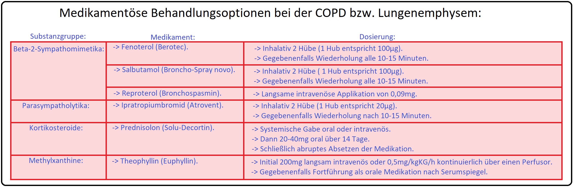 782 Medikamentöse Behandlungsoptionen bei der COPD bzw. Lungenemphysem