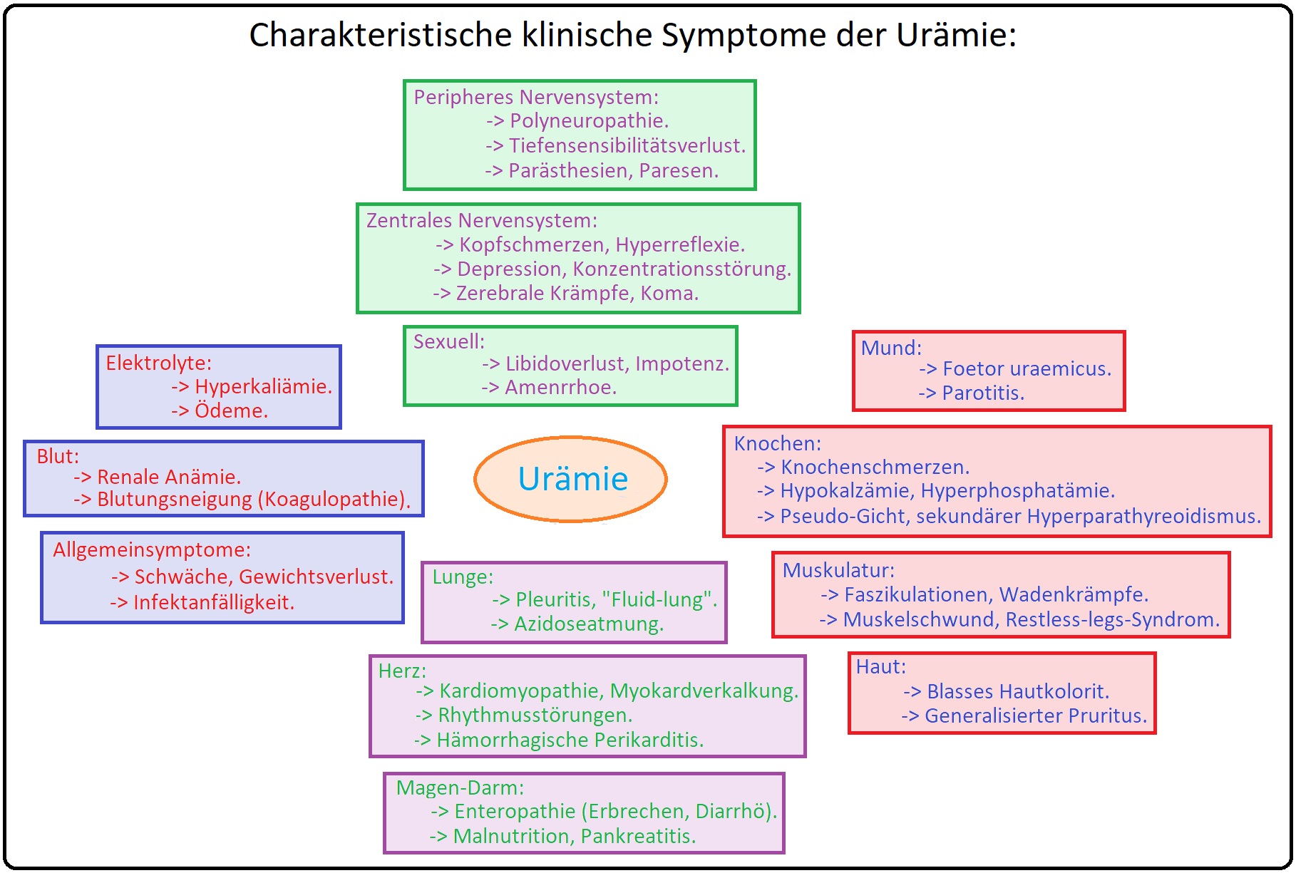 821 Charakteristische klinische Symptome der Urämie
