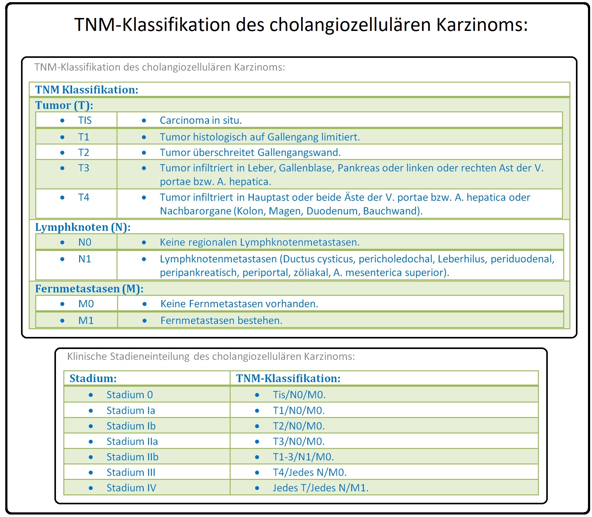 579 TNM Klassifikation des cholangiozellulären Karzinoms